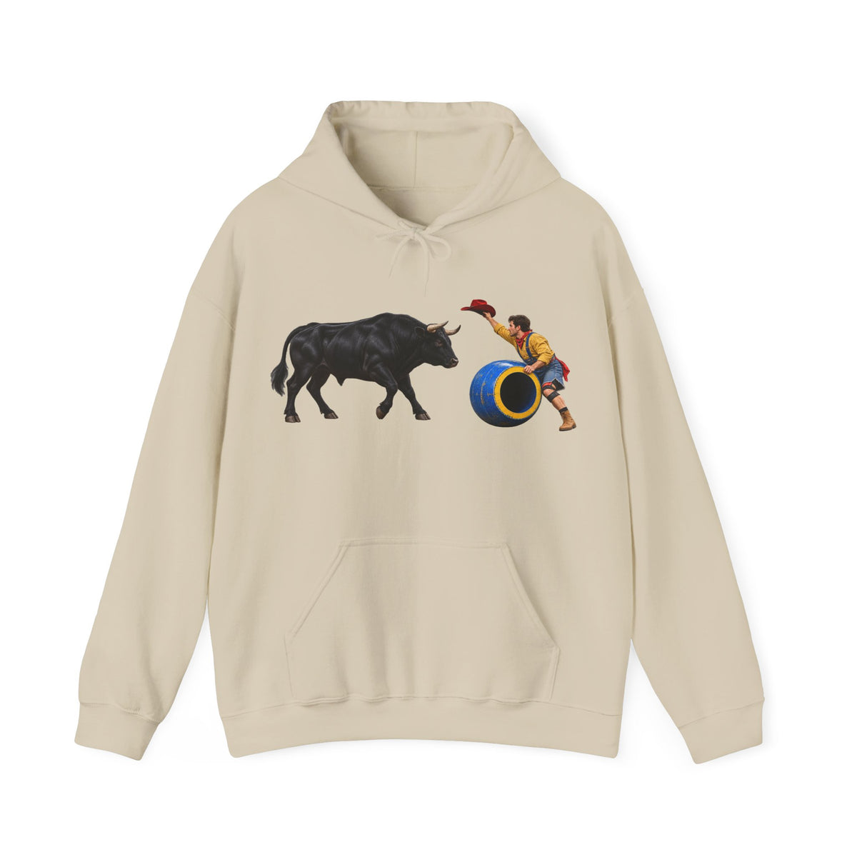 Hoodie — Cowboys - Clown Teasing Bull, Barrel - 3D Transparent