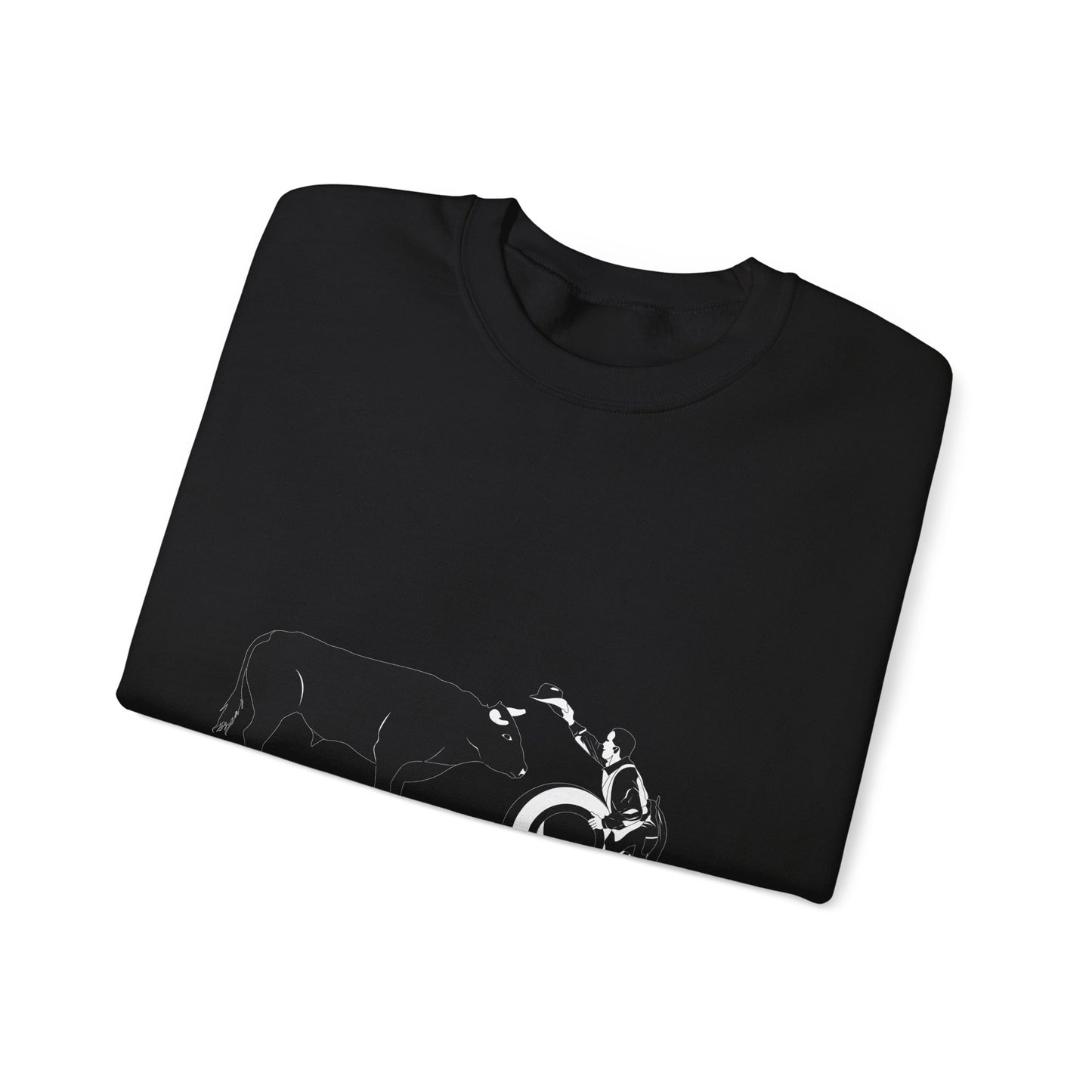 Crewneck Sweatshirt - Clown and Bull - BW