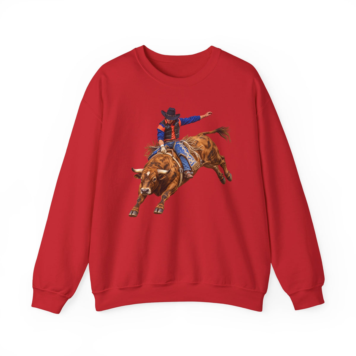 Crewneck Sweatshirt - Cowboys - Bull Rider - Oblique - without Text - 3D Transparent
