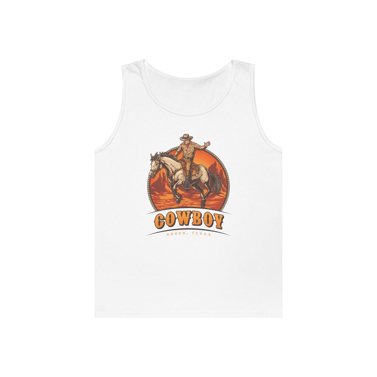 Unisex Heavy Cotton Tank Top - Rodeo Cowboy - Texas