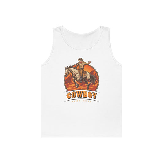 Unisex Heavy Cotton Tank Top - Rodeo Cowboy - Texas
