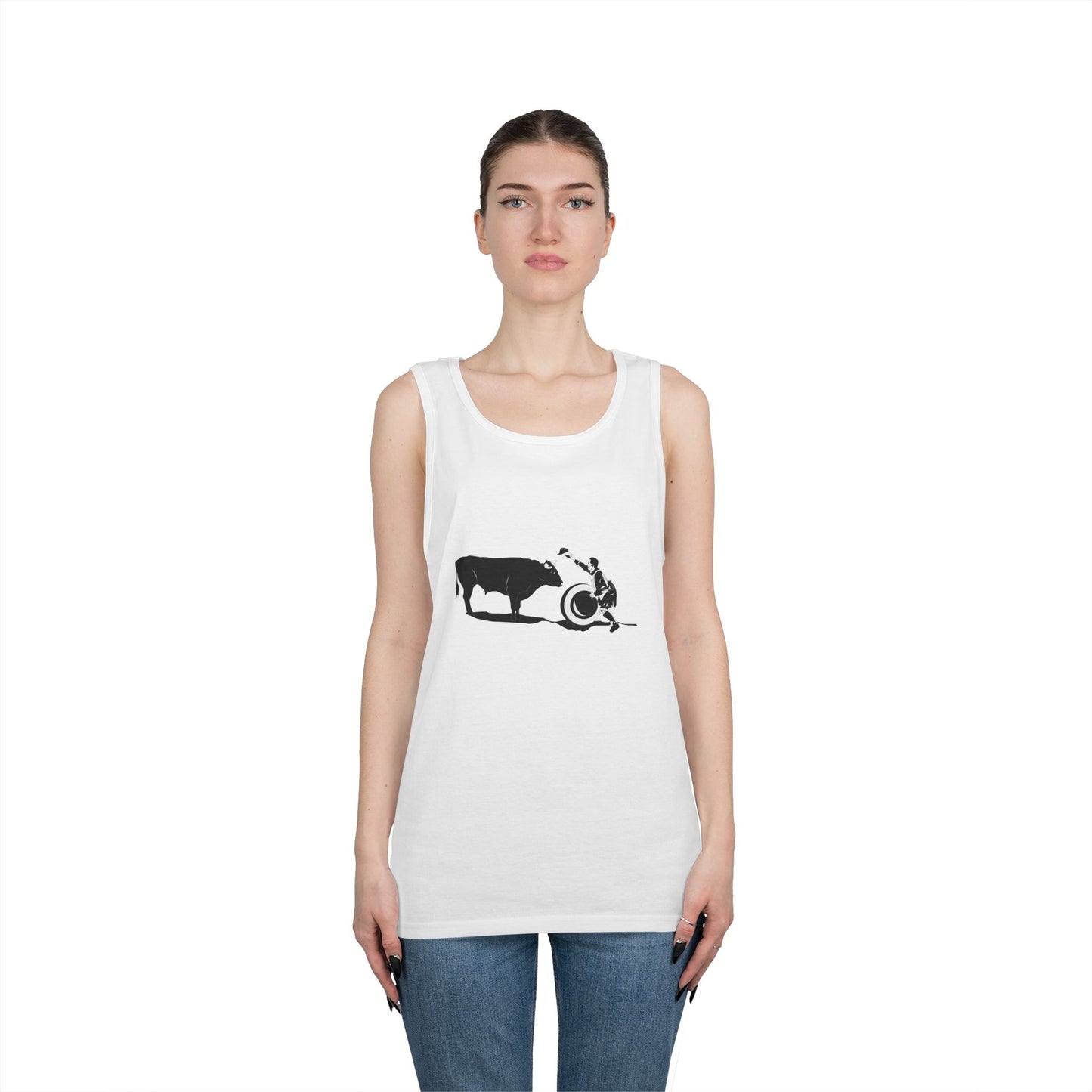 Unisex Heavy Cotton Tank Top - Clown and Bull - BW