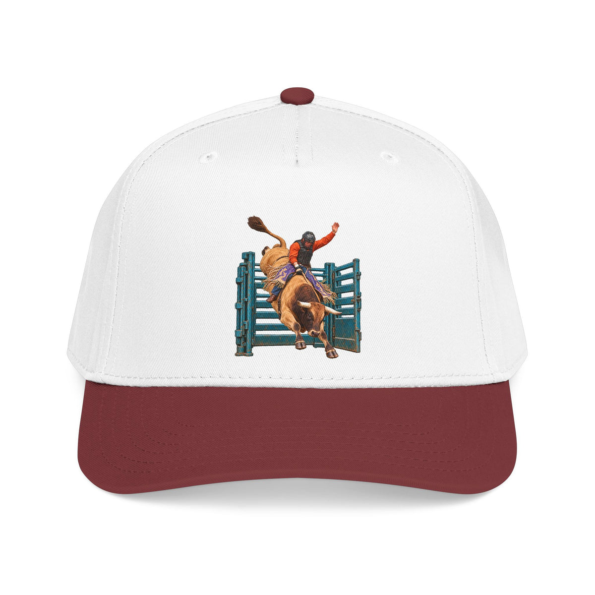 Mid Profile Baseball Cap — Cowboys - Bull Rider - Out of the Chute - without Text - 3D Transparent