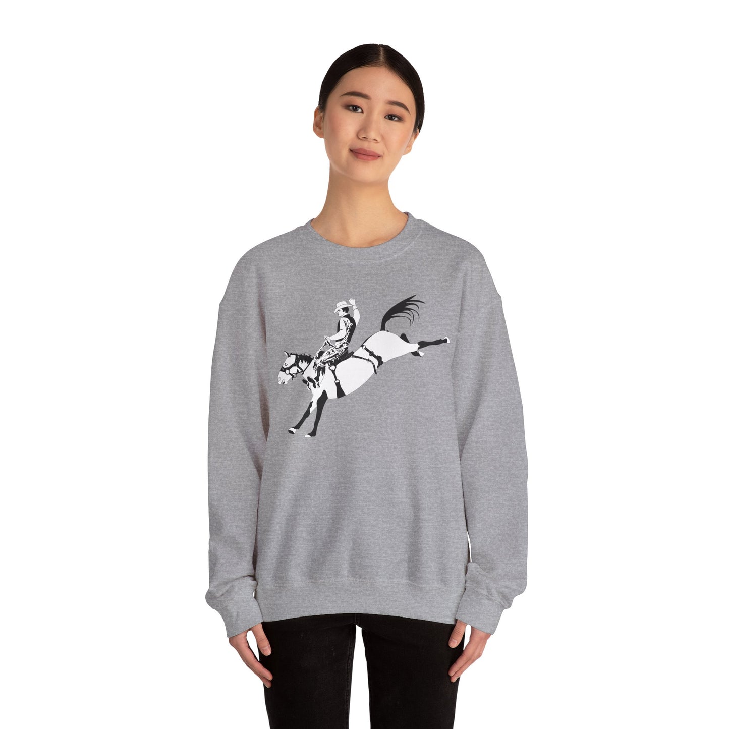 Crewneck Sweatshirt - Cowboy - Bronco Buster - BW