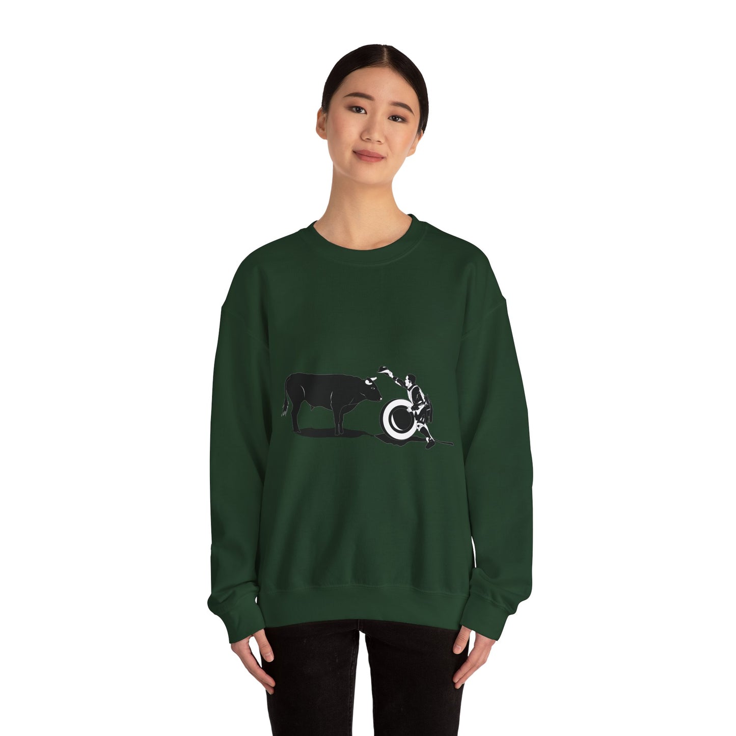 Crewneck Sweatshirt - Clown and Bull - BW