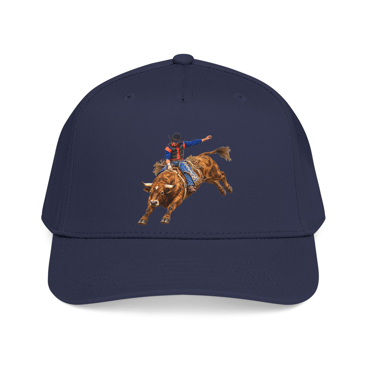 Mid Profile Baseball Cap — Cowboys - Bull Rider - Oblique - without Text - 3D Transparent