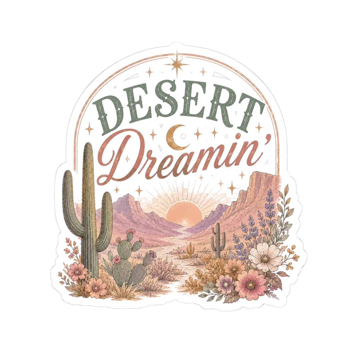 Kiss-Cut Sticker — Desert dreamin' in pastel hues