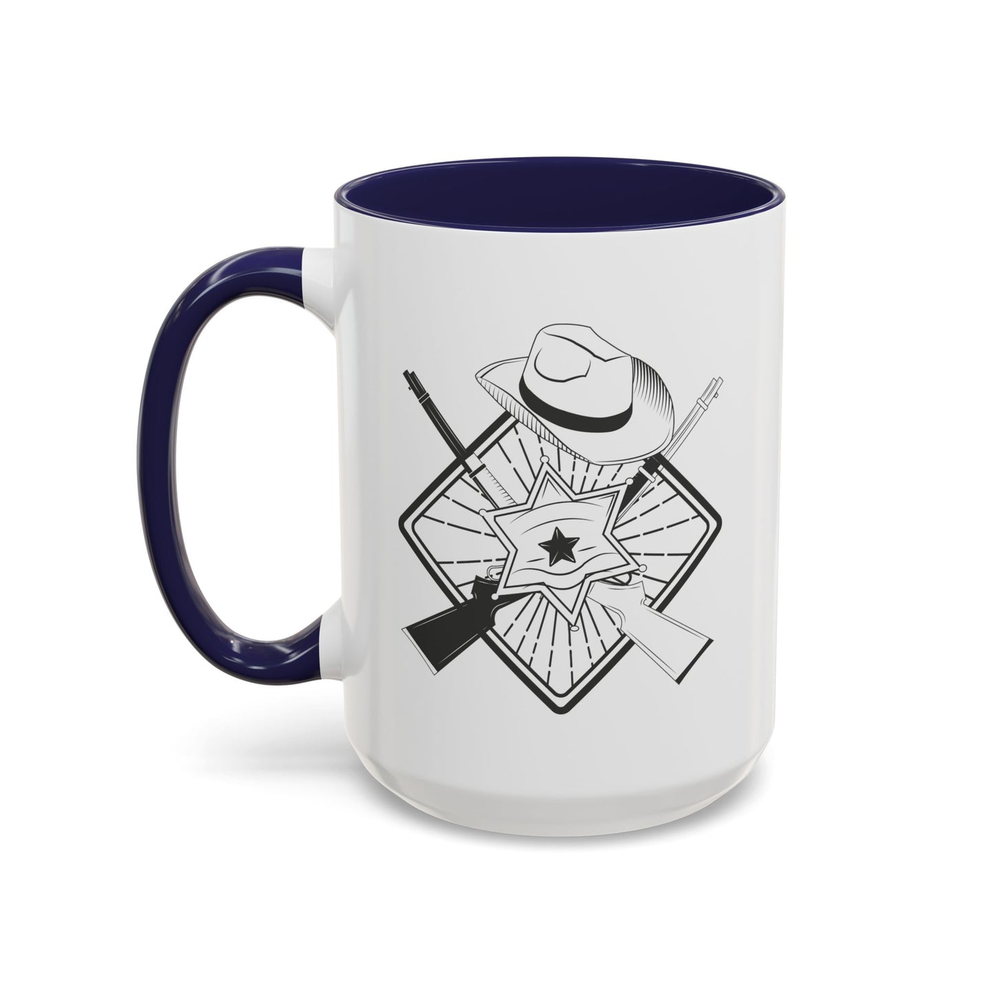 Accent Coffee Mug (11, 15oz) - Vintage Cowboy w Rifles and Hat