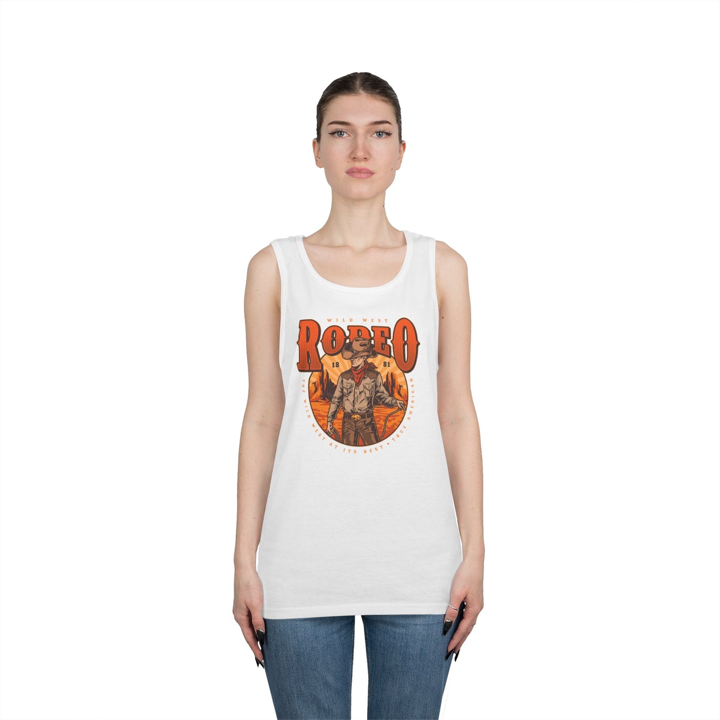 Unisex Heavy Cotton Tank Top - Wild West Rodeo - True American - The Wild West At Its Best