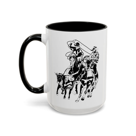 Accent Coffee Mug (11, 15oz) - California Rodeo - Salinas Team Roping - BW