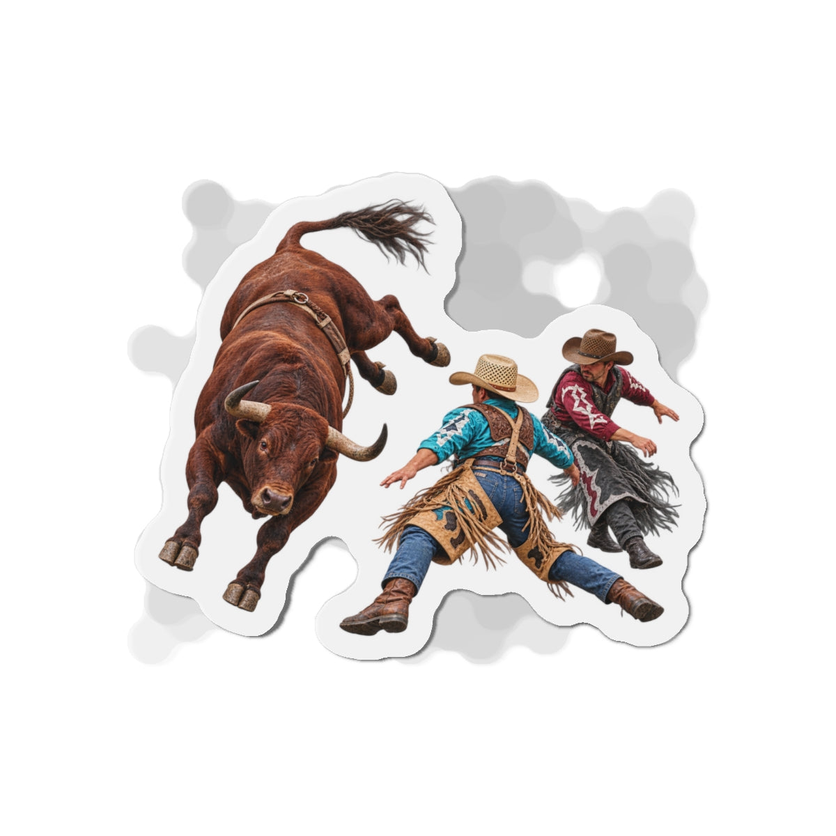 Die-Cut Magnets — Cowboys - Clowns and Brown Bull - without Text - 3D Transparent
