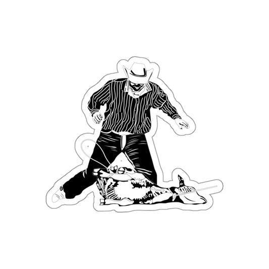 Die-cut stickers - Calf Roping - BW