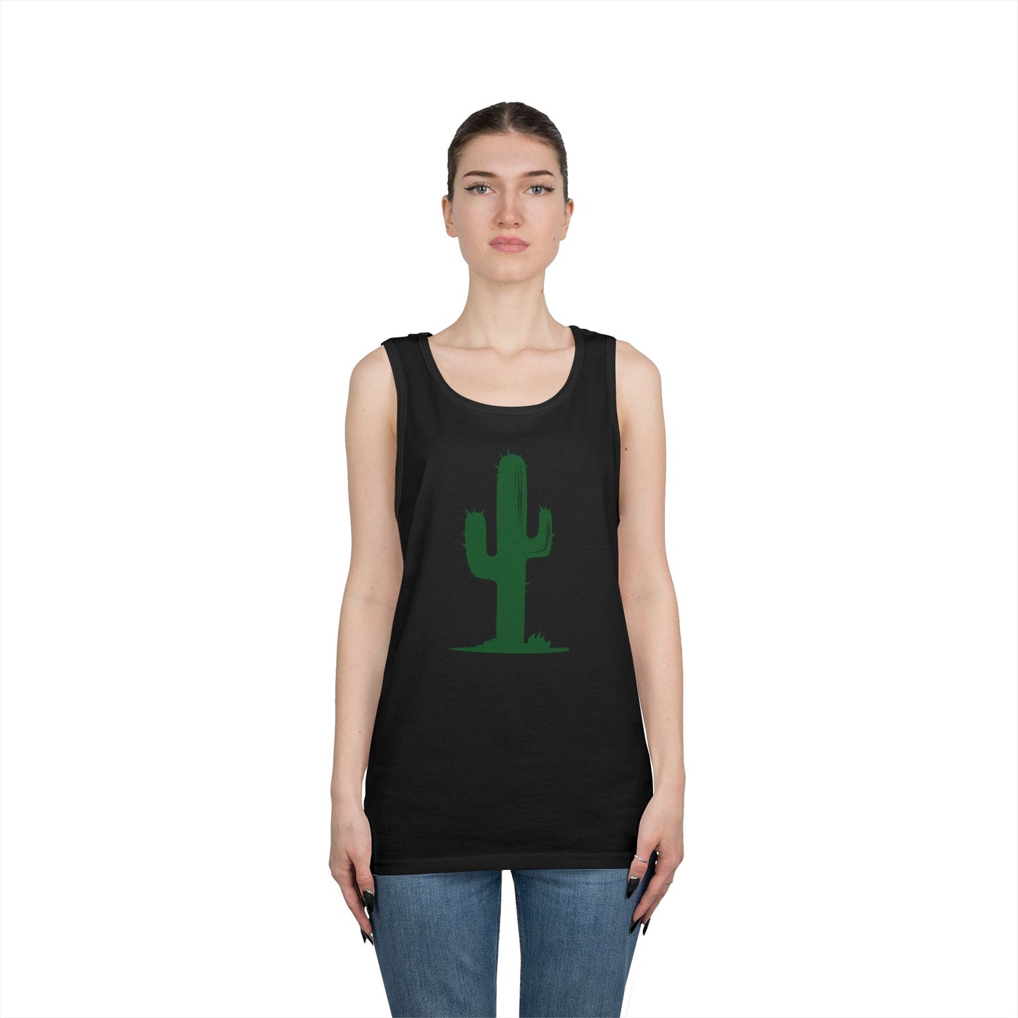 Unisex Heavy Cotton Tank Top - Green Western Cactus X 300