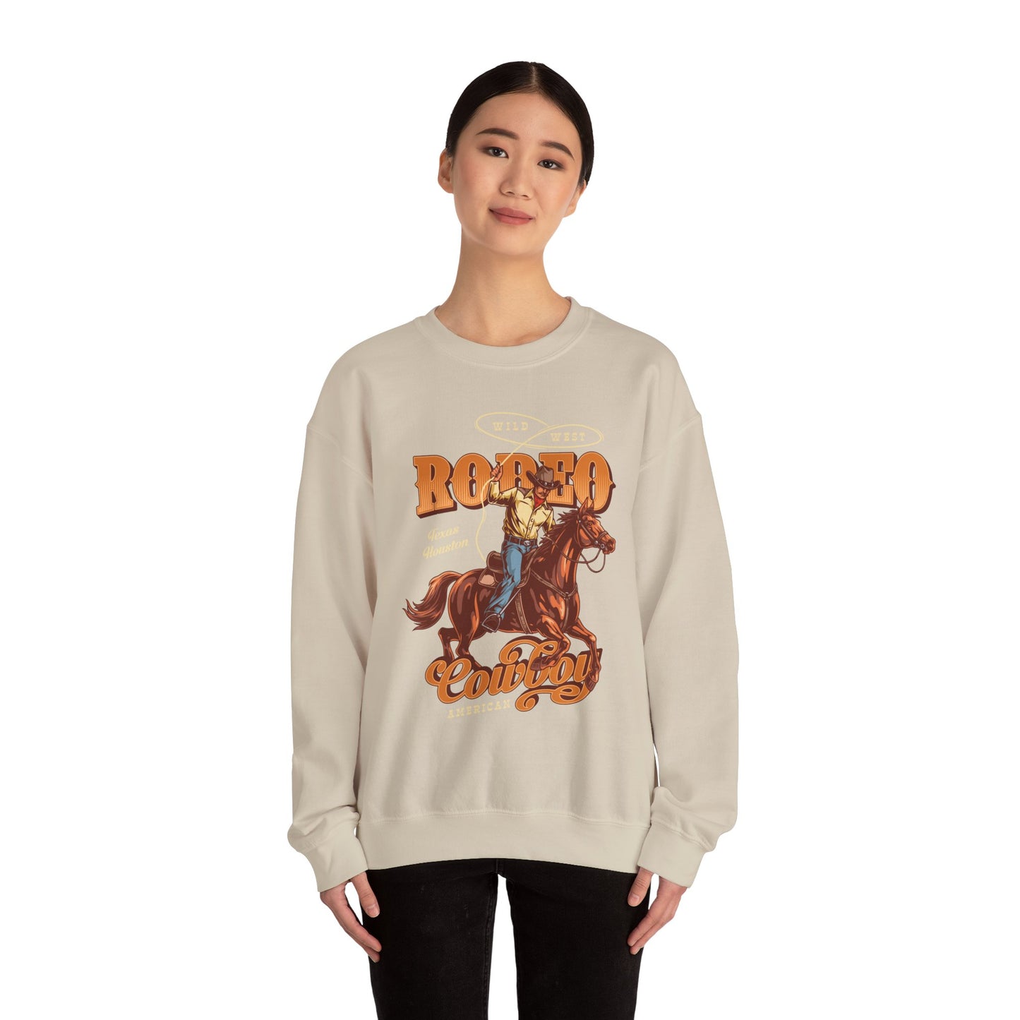 Crewneck Sweatshirt - Wild West - Houston, Texas - American Rodeo Cowboy