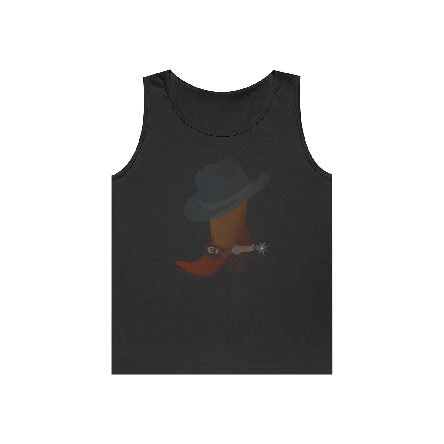 Unisex Heavy Cotton Tank Top - Rodeo - Boots and Hat and Spurs
