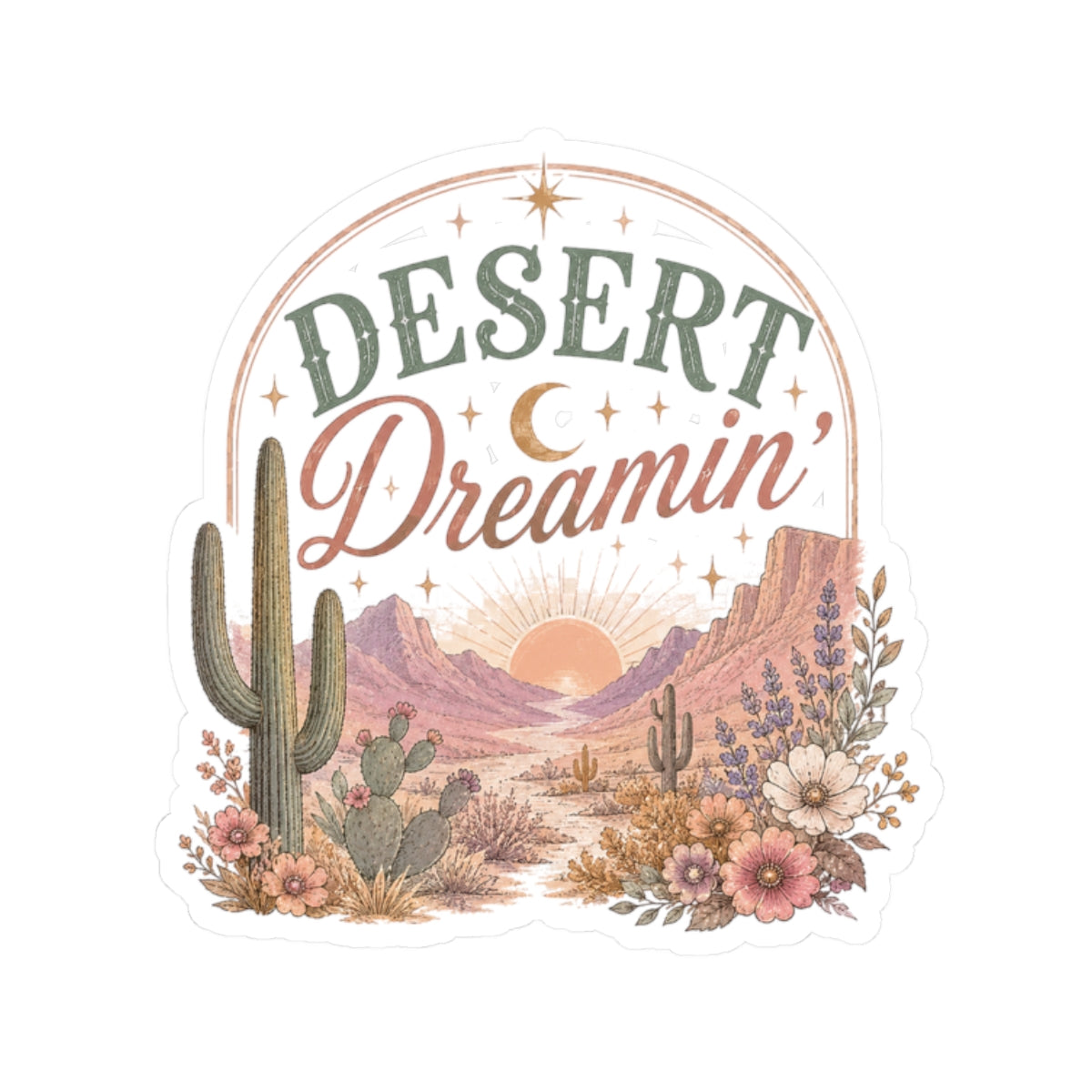 Kiss-Cut Sticker — Desert dreamin' in pastel hues
