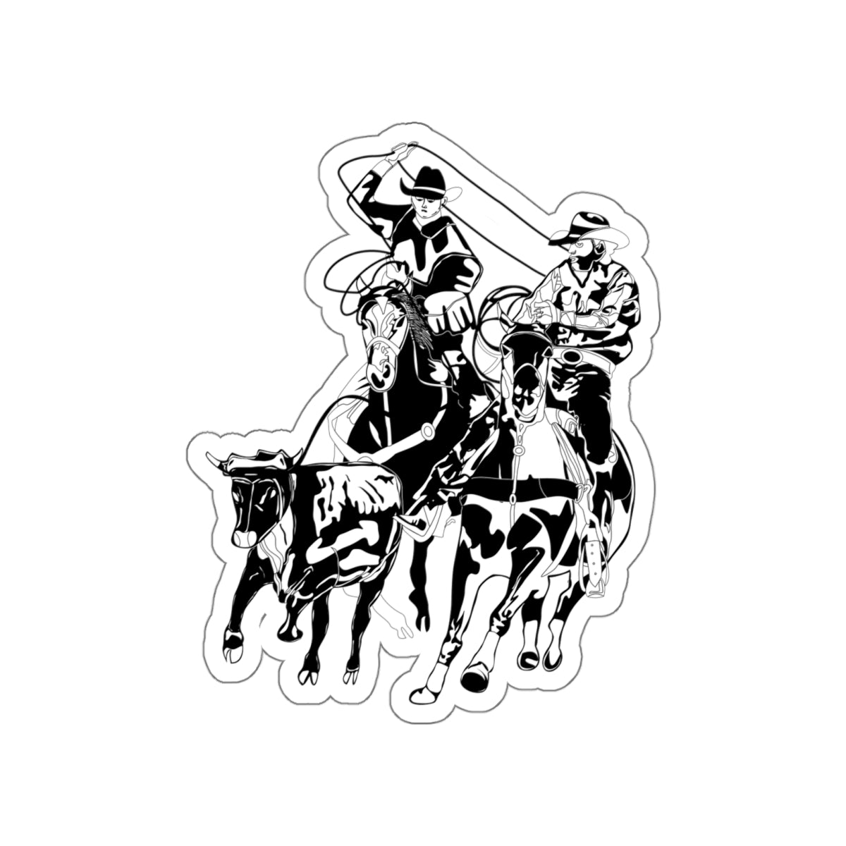 Die-cut stickers - California Rodeo - Salinas Team Roping - BW