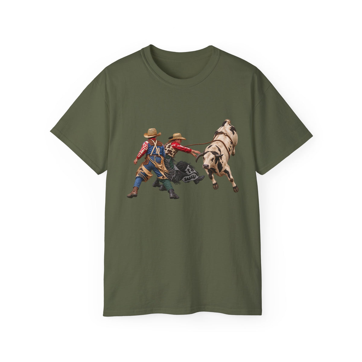 Unisex Ultra Cotton Tee - Cowboys - Clowns and Bull - without Text - 3D Transparent