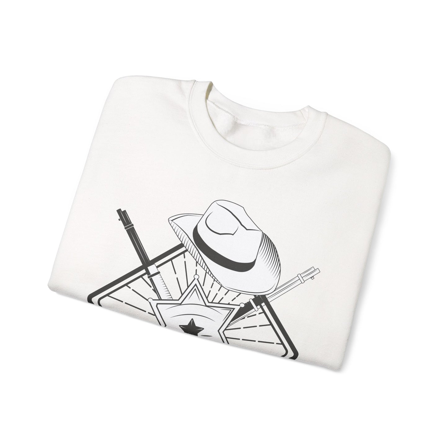 Crewneck Sweatshirt - Vintage Cowboy w Rifles and Hat