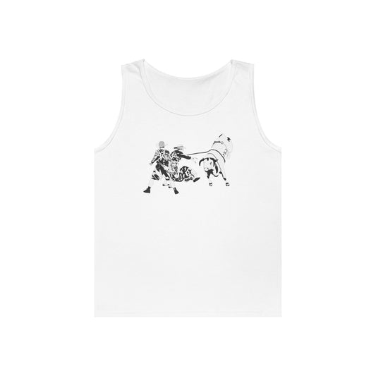 Unisex Heavy Cotton Tank Top - Clowns and Bull - BW