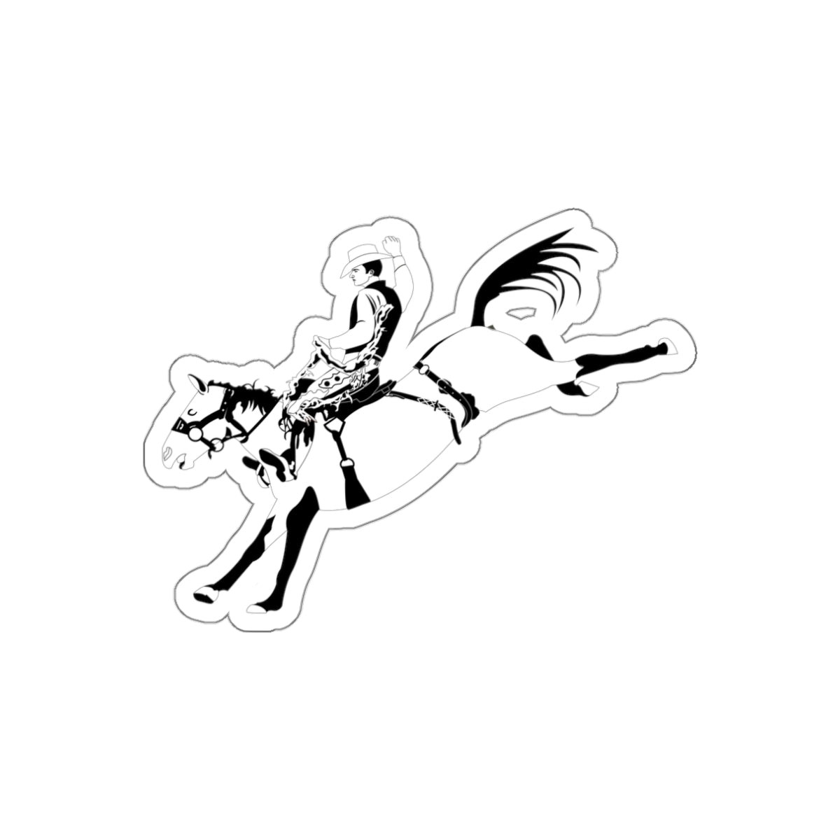Die-cut stickers - Cowboy - Bronco Buster - BW