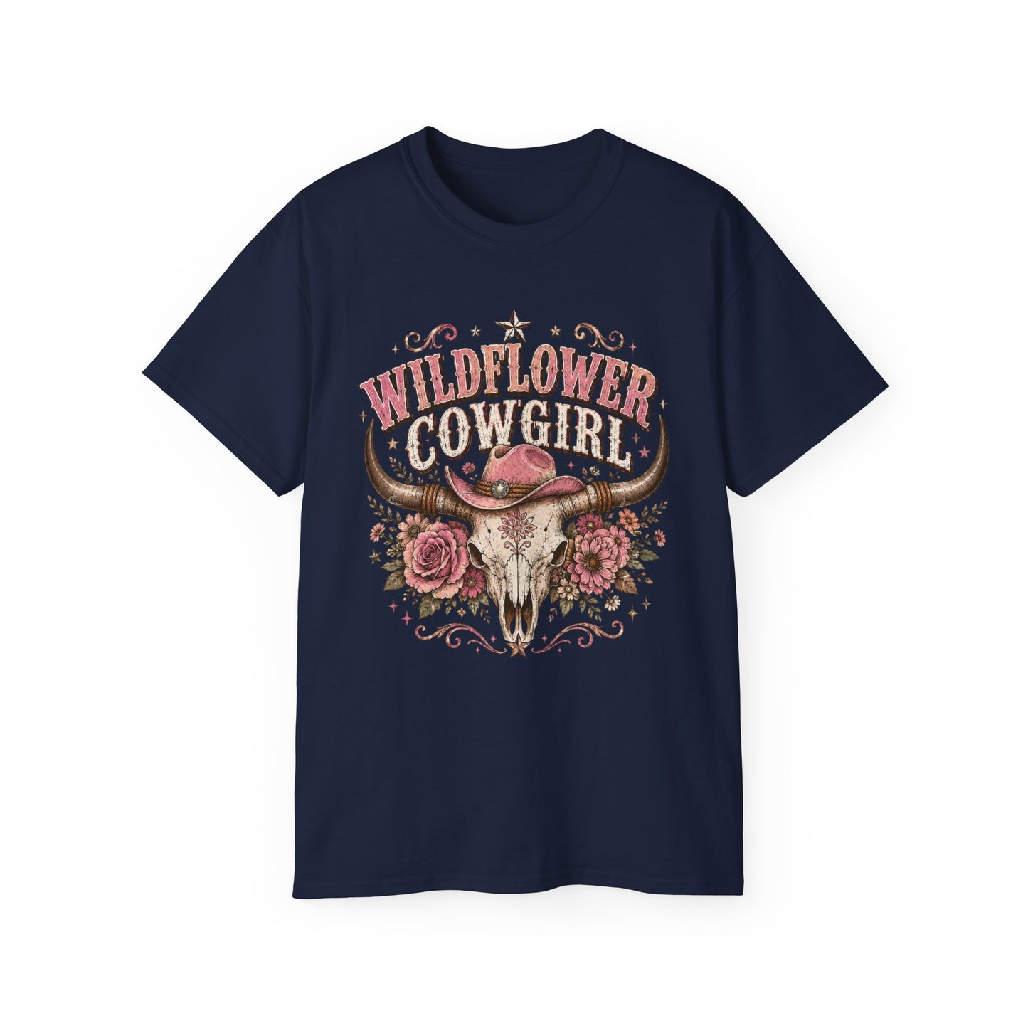 T-Shirt - Wildflower cowgirl with rustic charm
