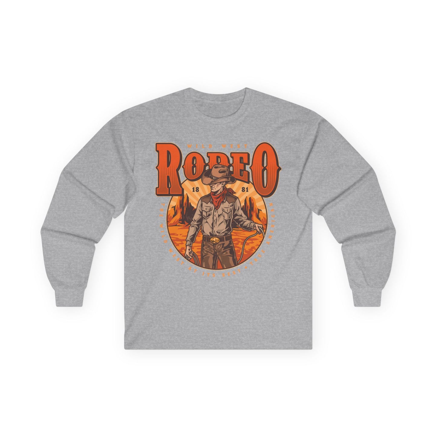 Unisex Ultra Cotton Long Sleeve Tee - Wild West Rodeo - True American - The Wild West At Its Best