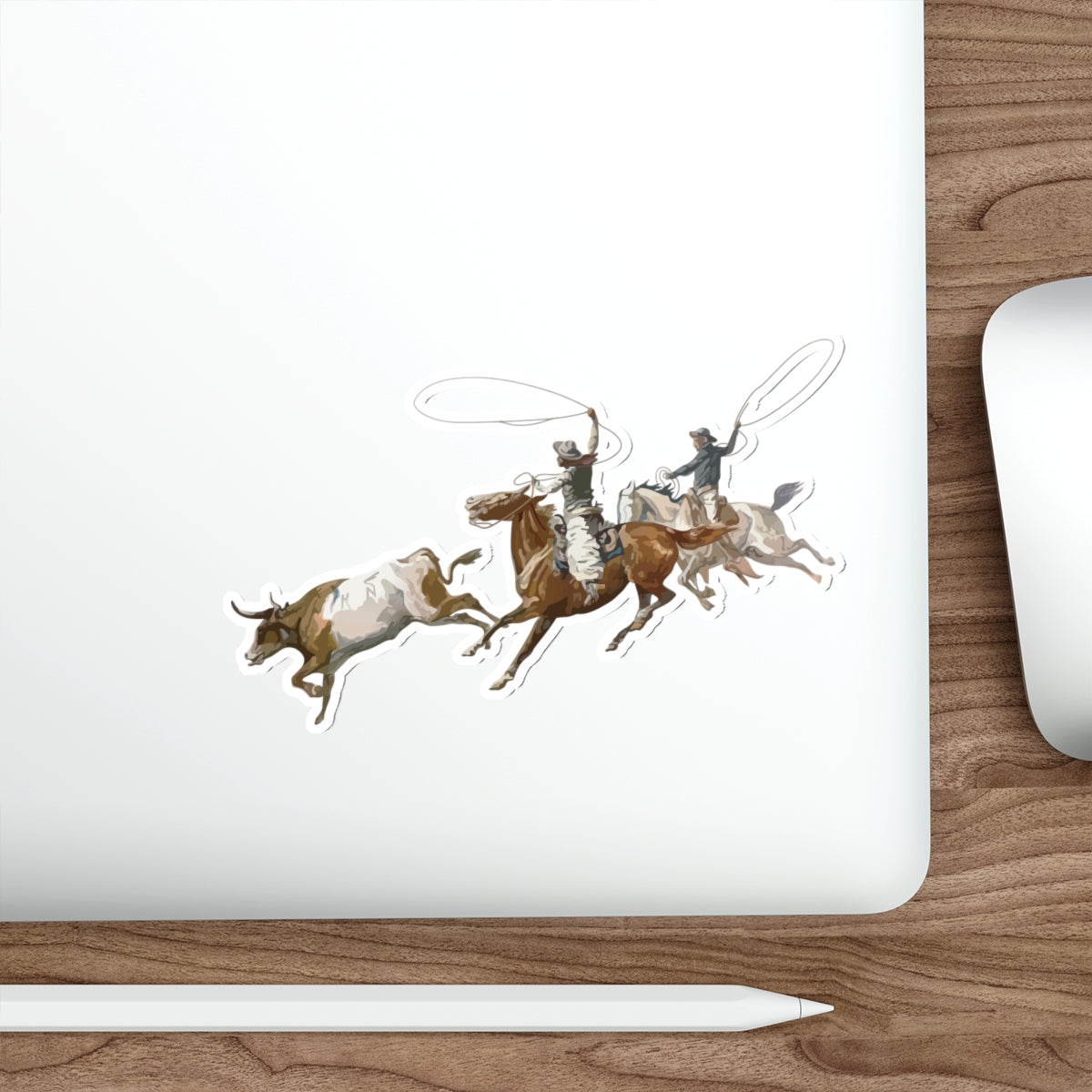 Die-cut stickers - 2 Cowboys Roping 1 Longhorn X 300