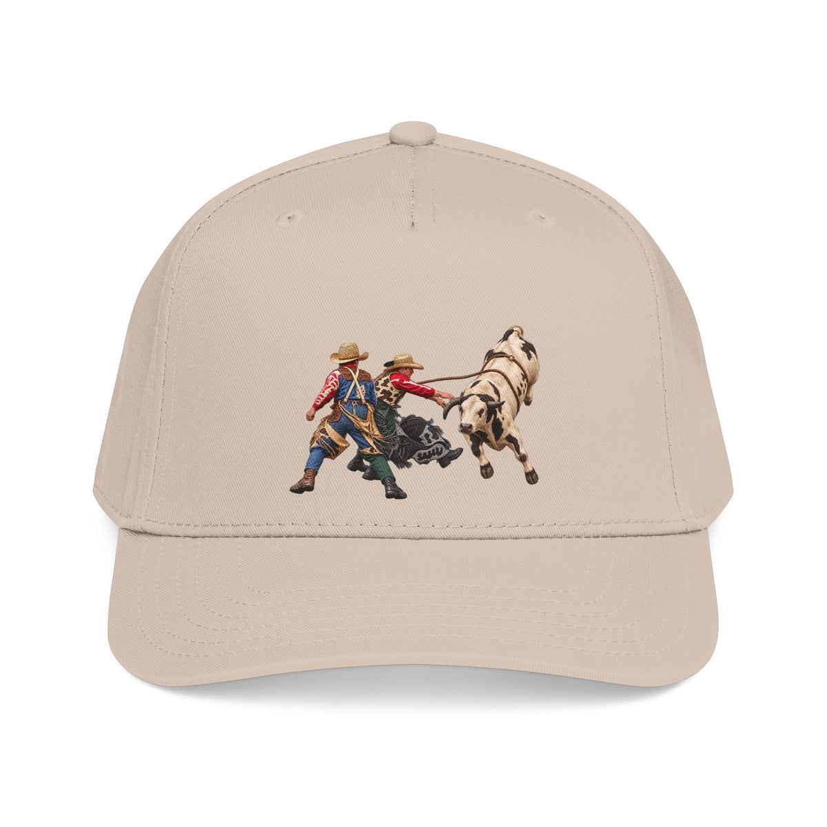 Mid Profile Baseball Cap — Cowboys - Clowns and Bull - without Text - 3D Transparent