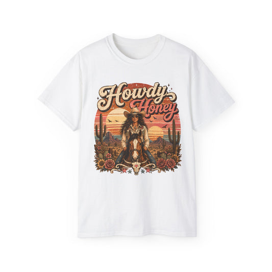 T-Shirt - Howdy honey cowgirl sunset vibes