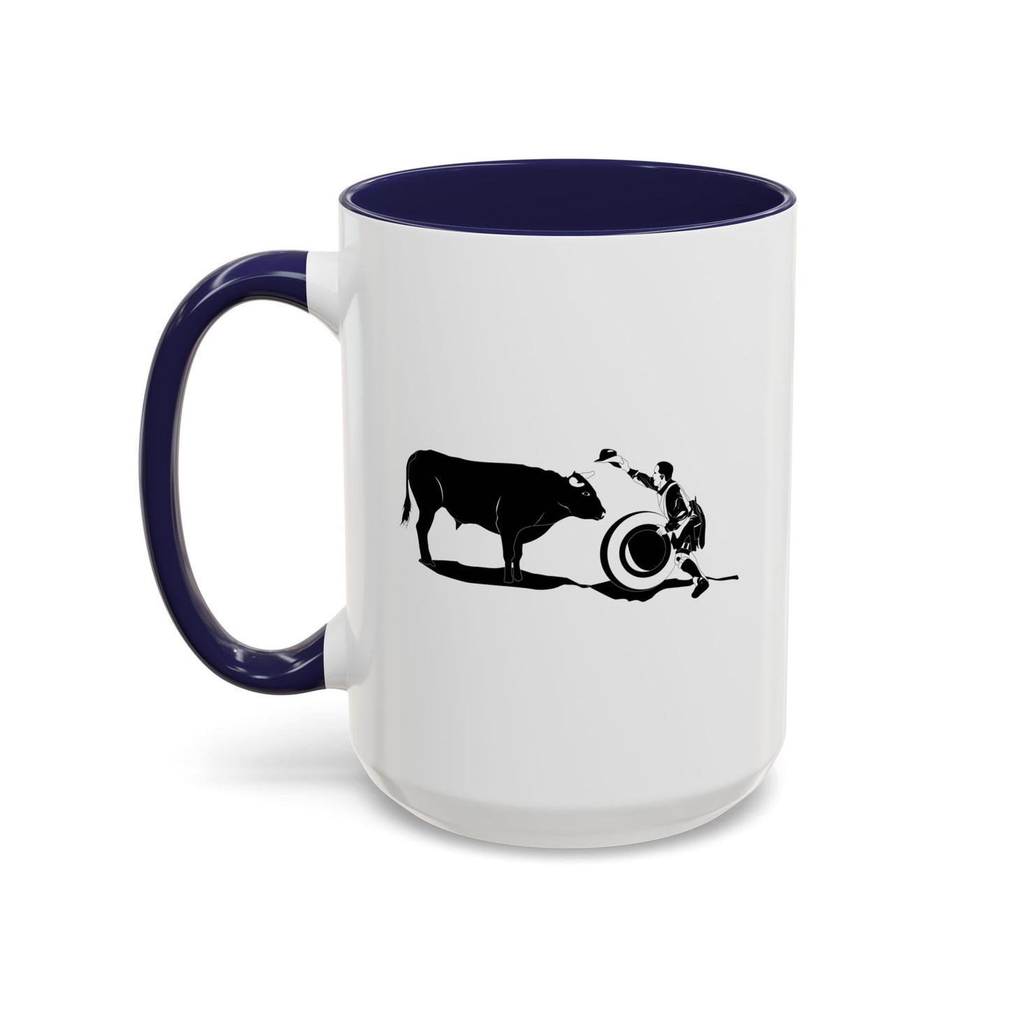 Accent Coffee Mug (11, 15oz) - Clown and Bull - BW