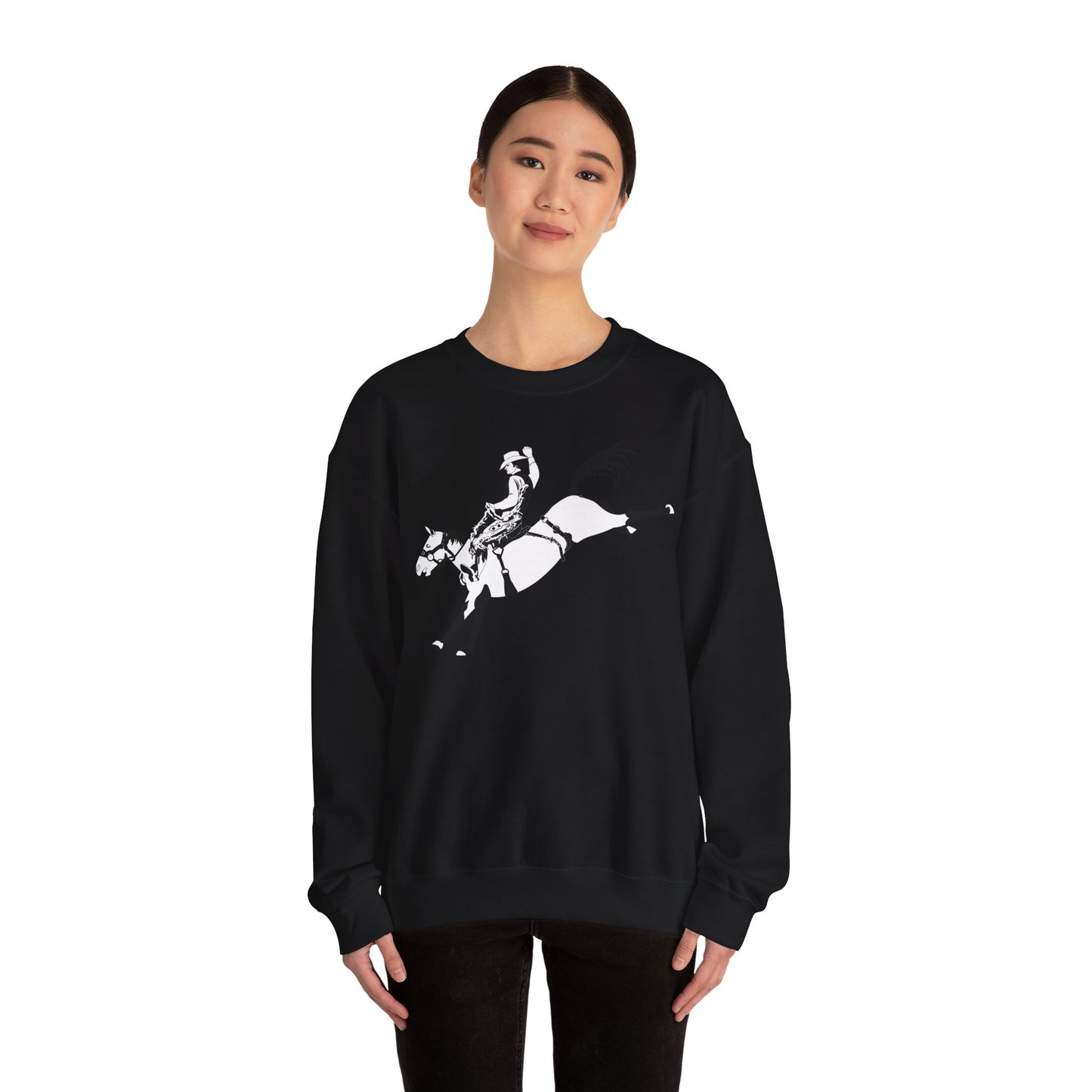 Crewneck Sweatshirt - Cowboy - Bronco Buster - BW