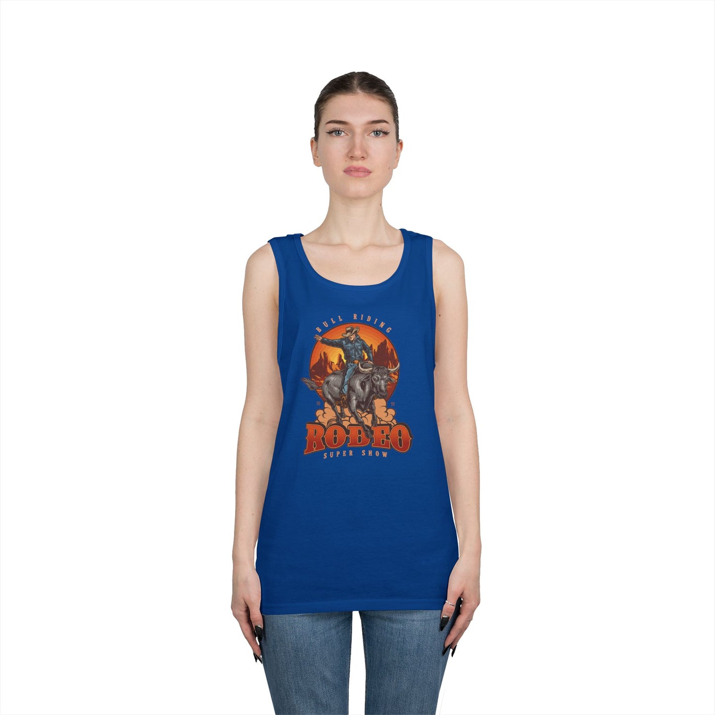 Unisex Heavy Cotton Tank Top - Bull Riding - Rodeo Super Show