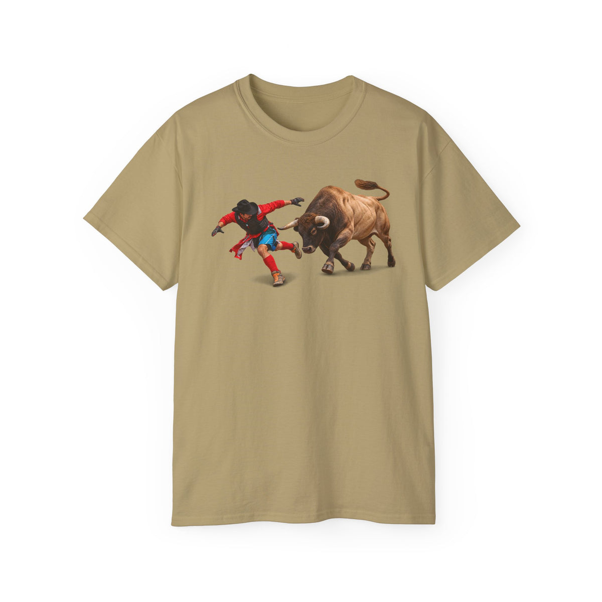Unisex Ultra Cotton Tee - Rodeo - Bull and Clown - 3D