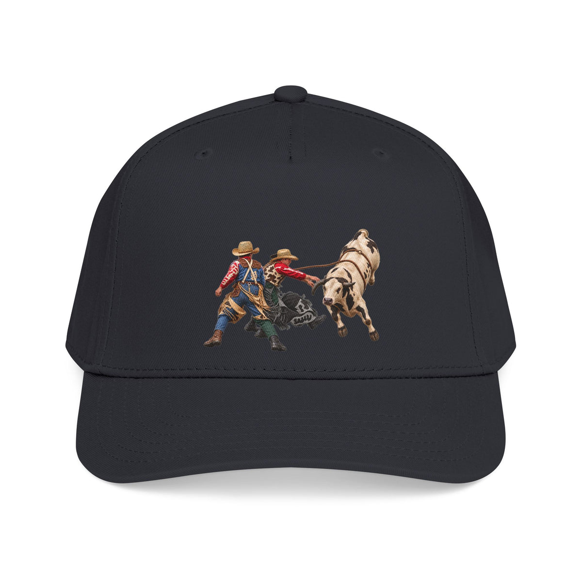Mid Profile Baseball Cap — Cowboys - Clowns and Bull - without Text - 3D Transparent