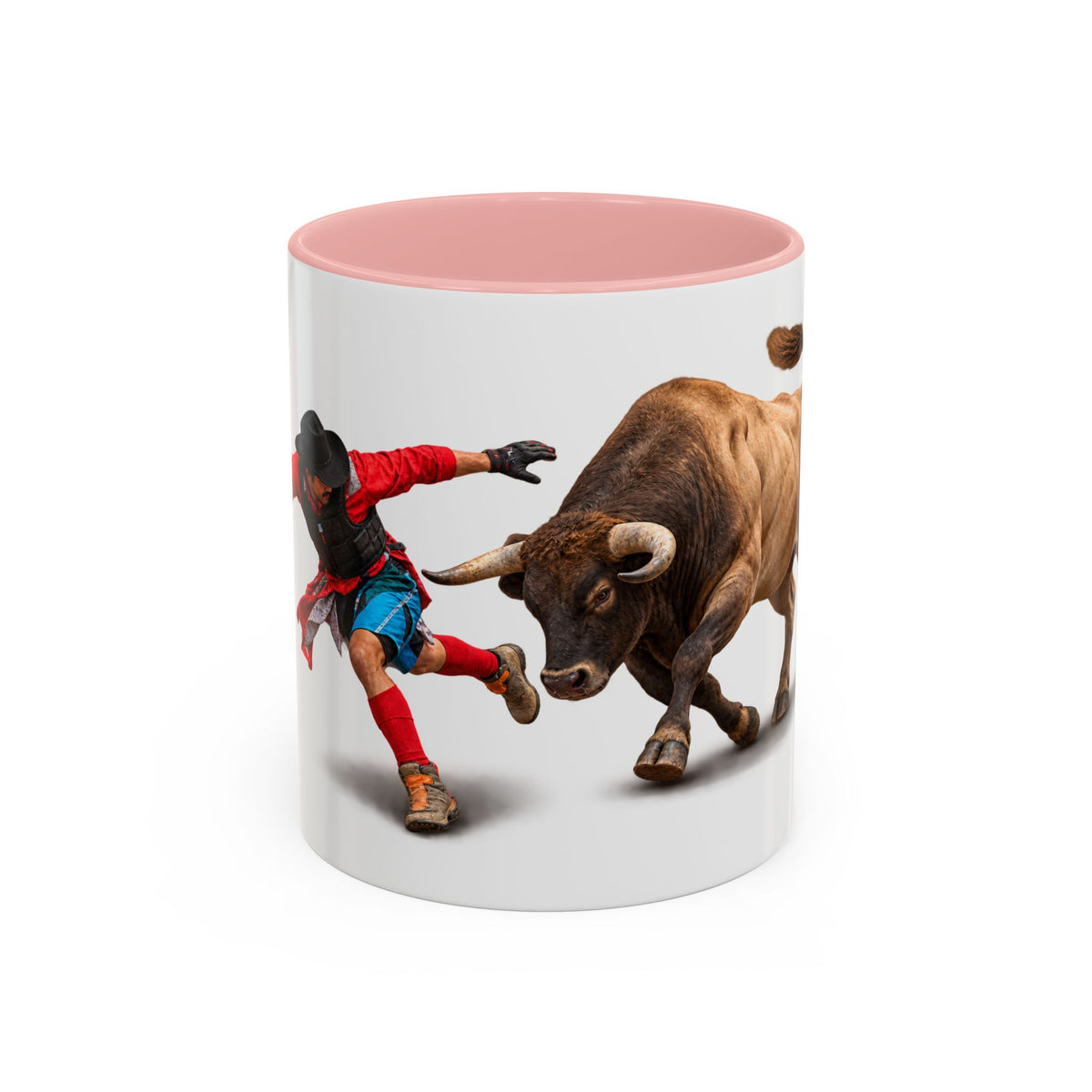 Accent Coffee Mug (11, 15oz) - Rodeo - Bull and Clown - 3D