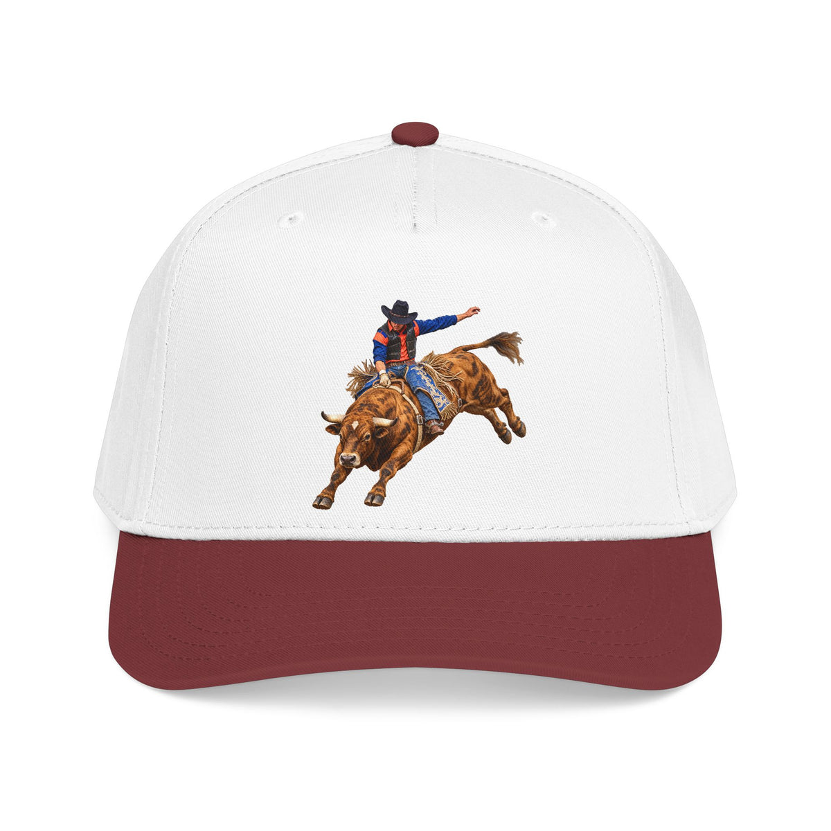 Mid Profile Baseball Cap — Cowboys - Bull Rider - Oblique - without Text - 3D Transparent