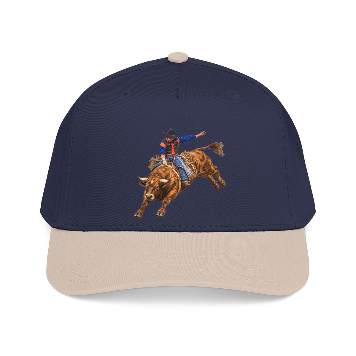 Mid Profile Baseball Cap — Cowboys - Bull Rider - Oblique - without Text - 3D Transparent