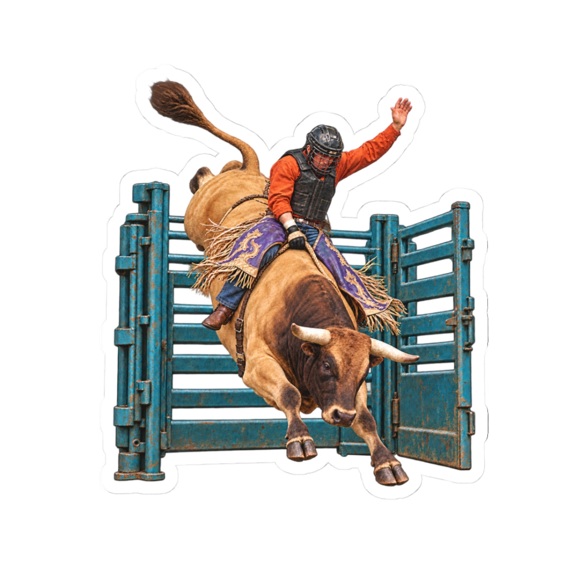 Kiss-Cut Stickers - Cowboys - Bull Rider - Out of the Chute - without Text - 3D Transparent