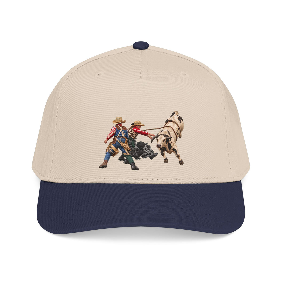 Mid Profile Baseball Cap — Cowboys - Clowns and Bull - without Text - 3D Transparent