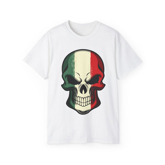 Unisex Ultra Cotton Tee - Red White Green Skull