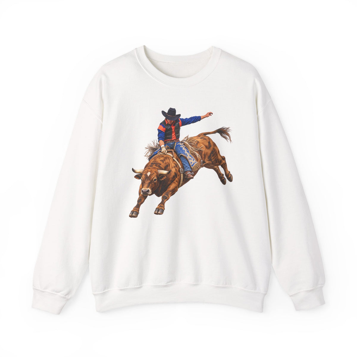 Crewneck Sweatshirt - Cowboys - Bull Rider - Oblique - without Text - 3D Transparent