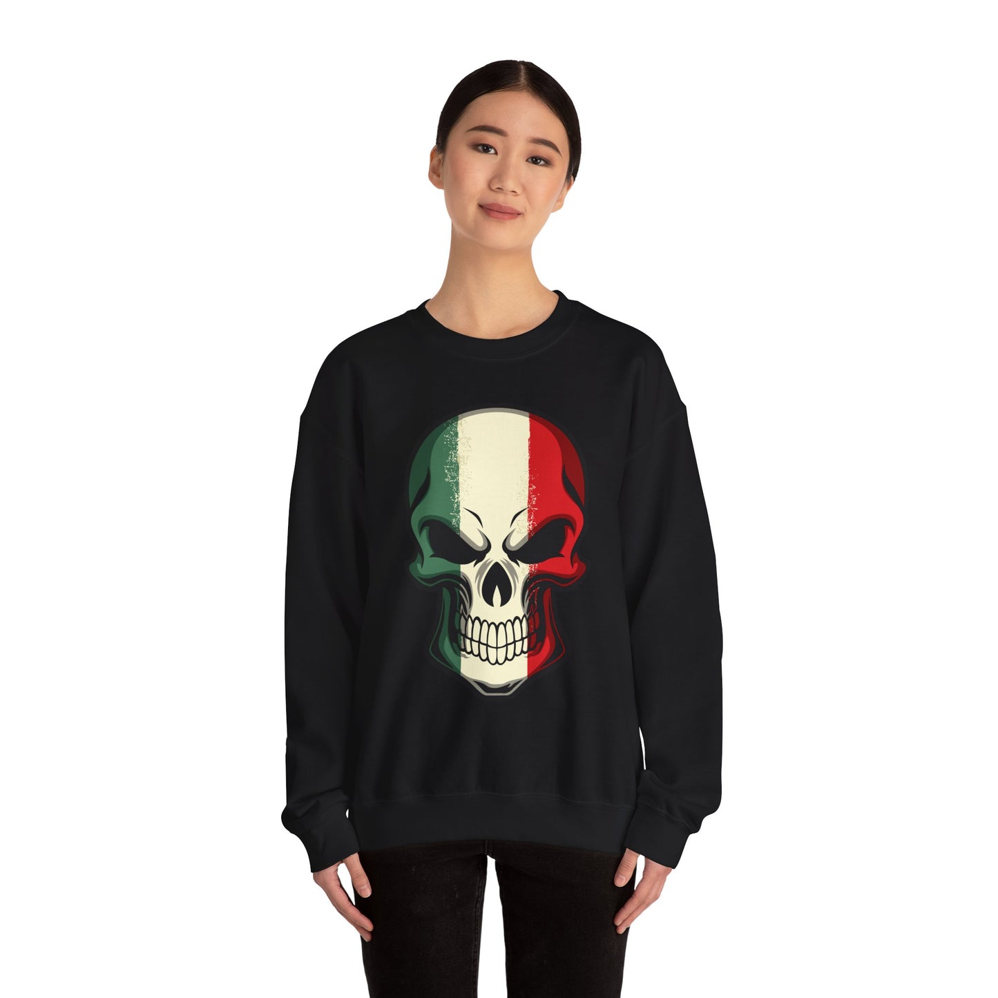 Crewneck Sweatshirt - Red White Green Skull
