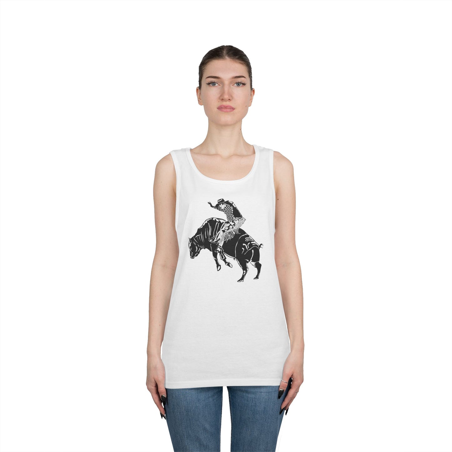 Unisex Heavy Cotton Tank Top - Cowboy - Bull Rider - BW