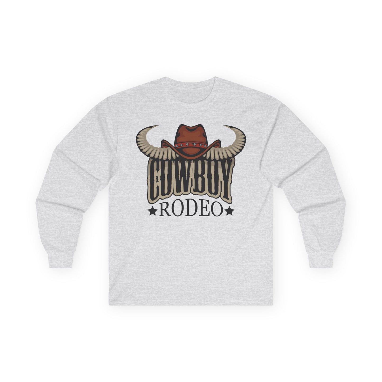 Unisex Ultra Cotton Long Sleeve Tee - Cowboy Rodeo - Horn