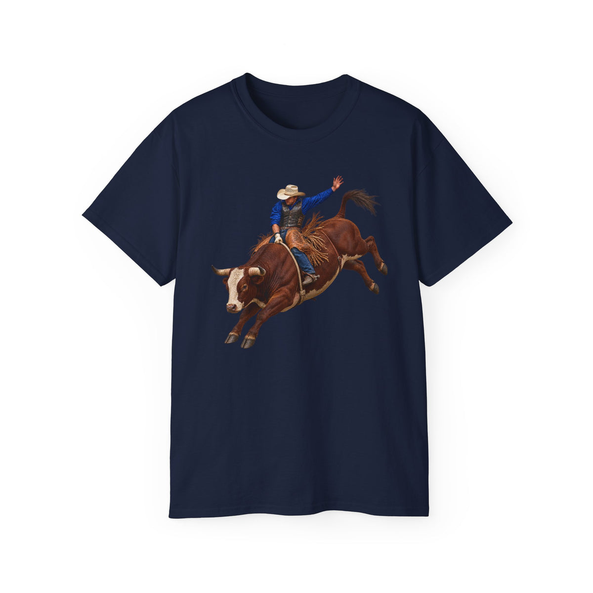 Unisex Ultra Cotton Tee - Cowboys - Bull Rider - Mid Ride - without Text - 3D Transparent