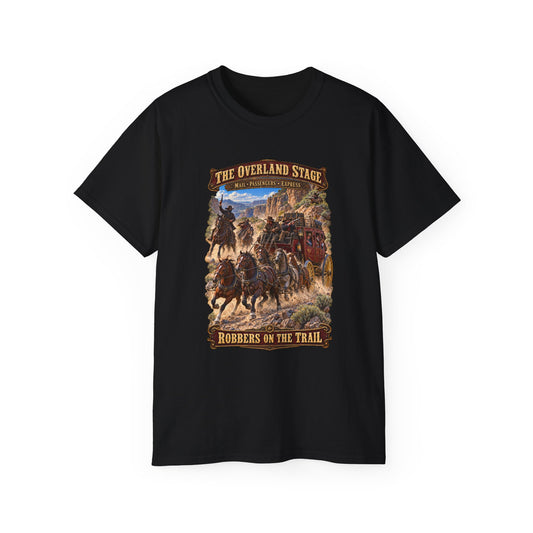 Unisex Ultra Cotton Tee - Overland Stage - Robbers on the Trail - 3D - Enhanced