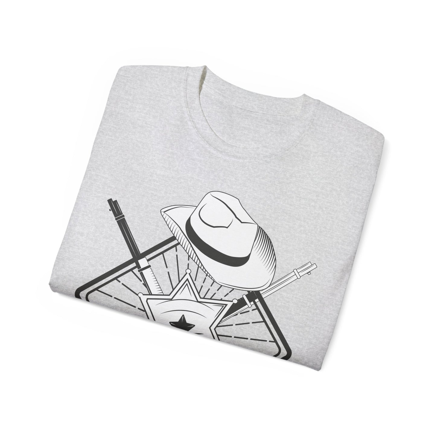 Unisex Ultra Cotton Tee - Vintage Cowboy w Rifles and Hat