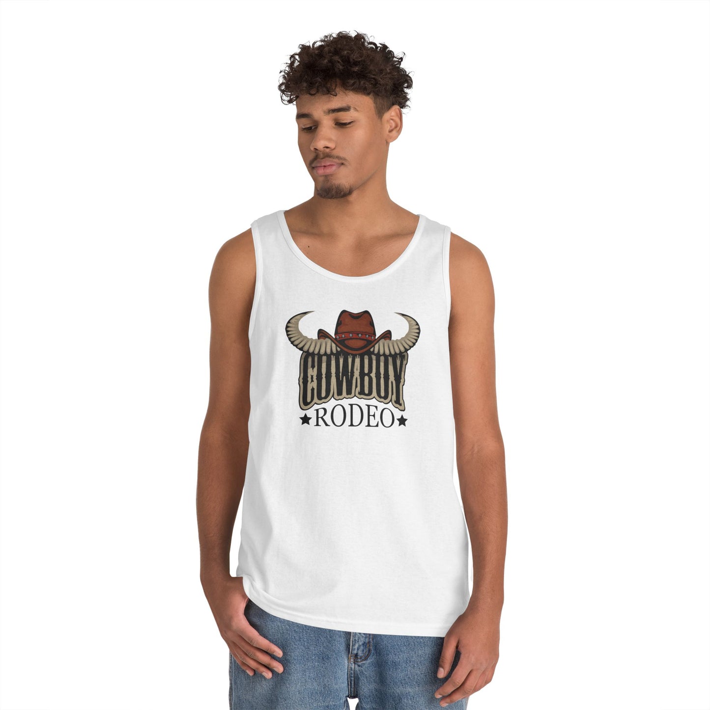 Unisex Heavy Cotton Tank Top - Cowboy Rodeo - Horn