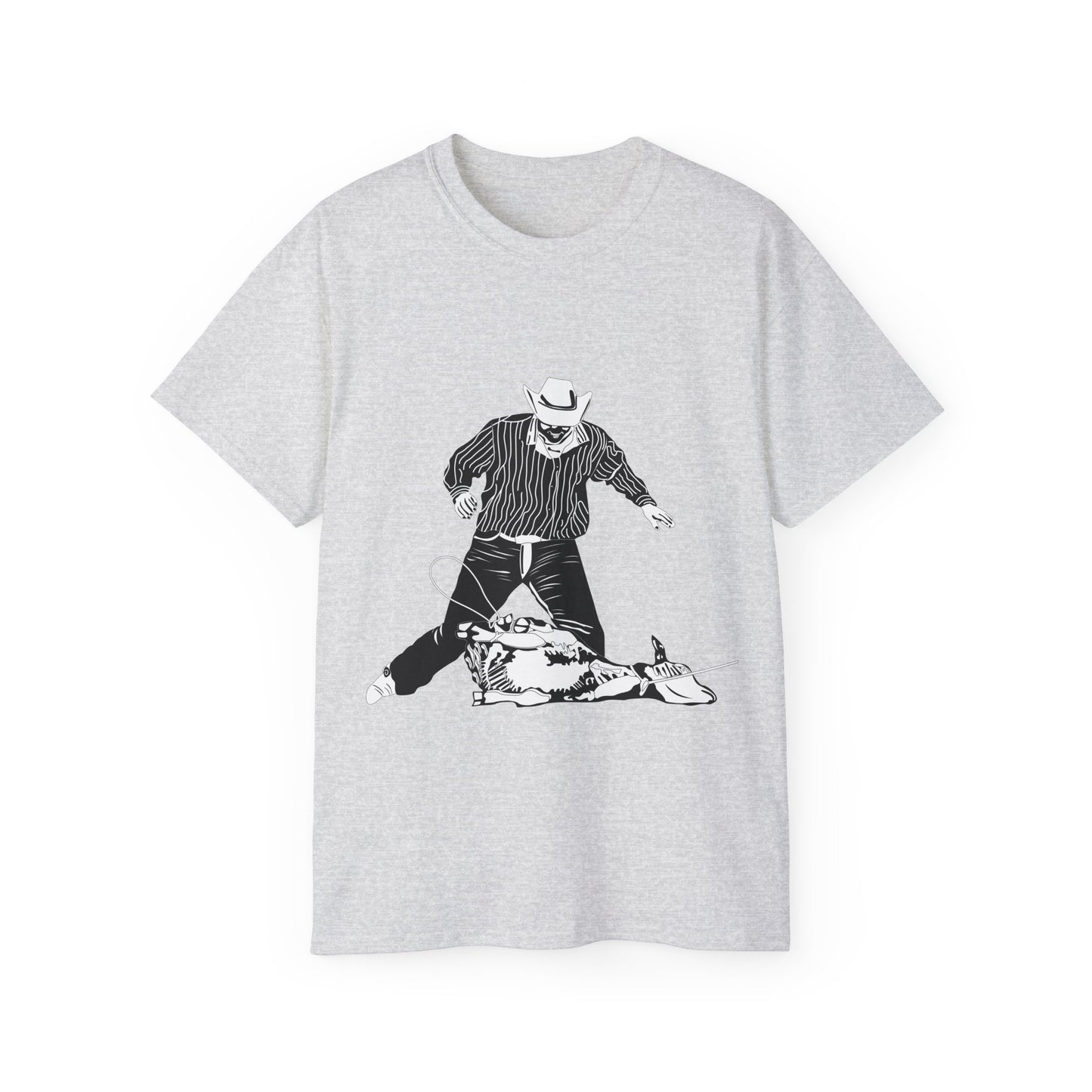 Unisex Ultra Cotton Tee - Calf Roping - BW